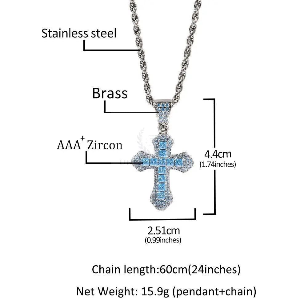 CZ Colored Cross Pendant with Chain - Uniquely You Online