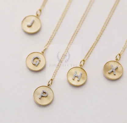 CZ Custom Double Sided Solid Gold Initial Pendant and Necklace  Uniquely You Online