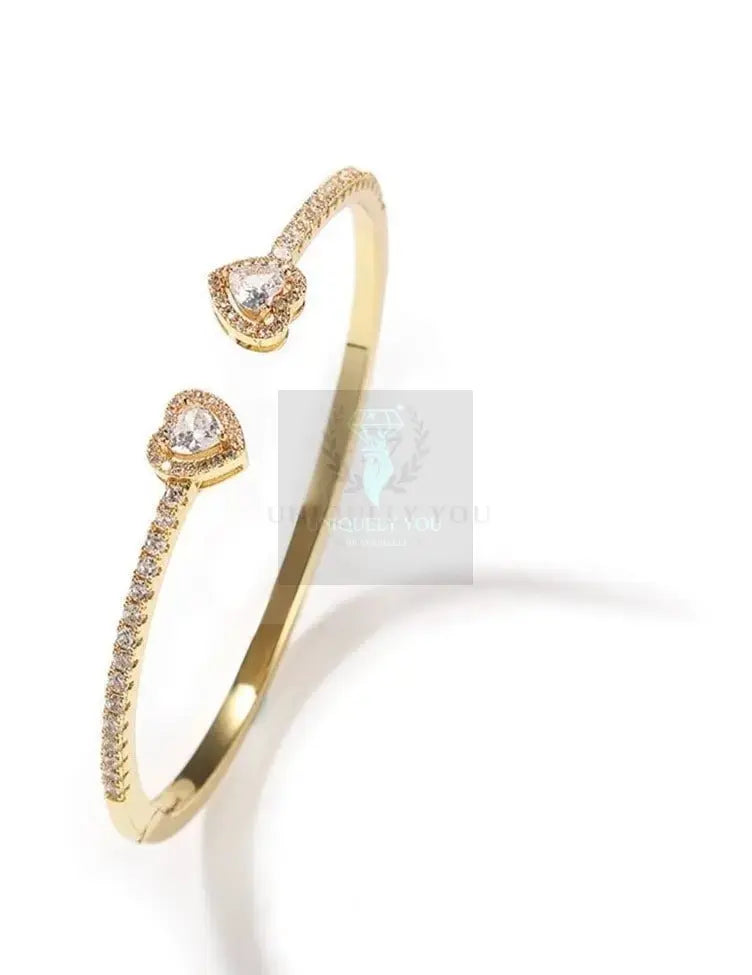 CZ Double Heart Bangle - Uniquely You Online