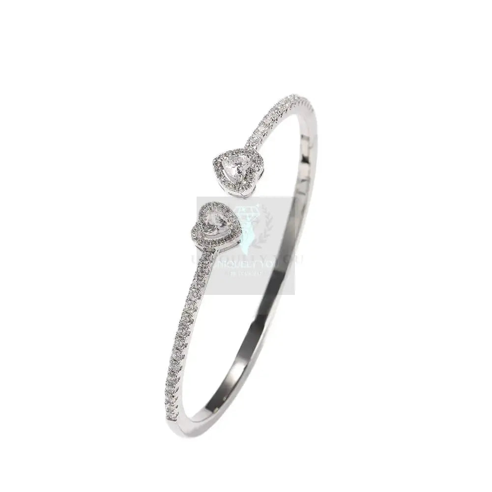 CZ Double Heart Bangle - Uniquely You Online