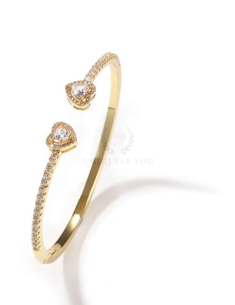 CZ Double Heart Bangle - Uniquely You Online