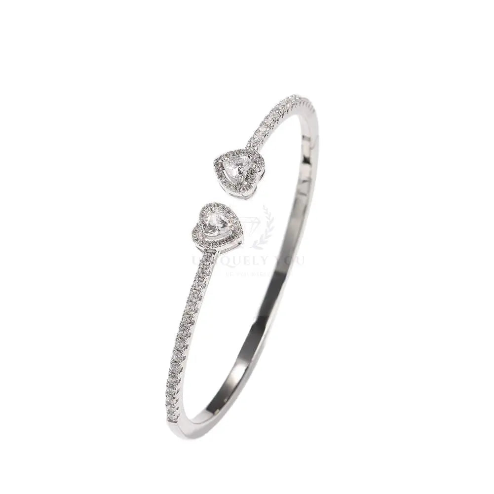 CZ Double Heart Bangle - Uniquely You Online