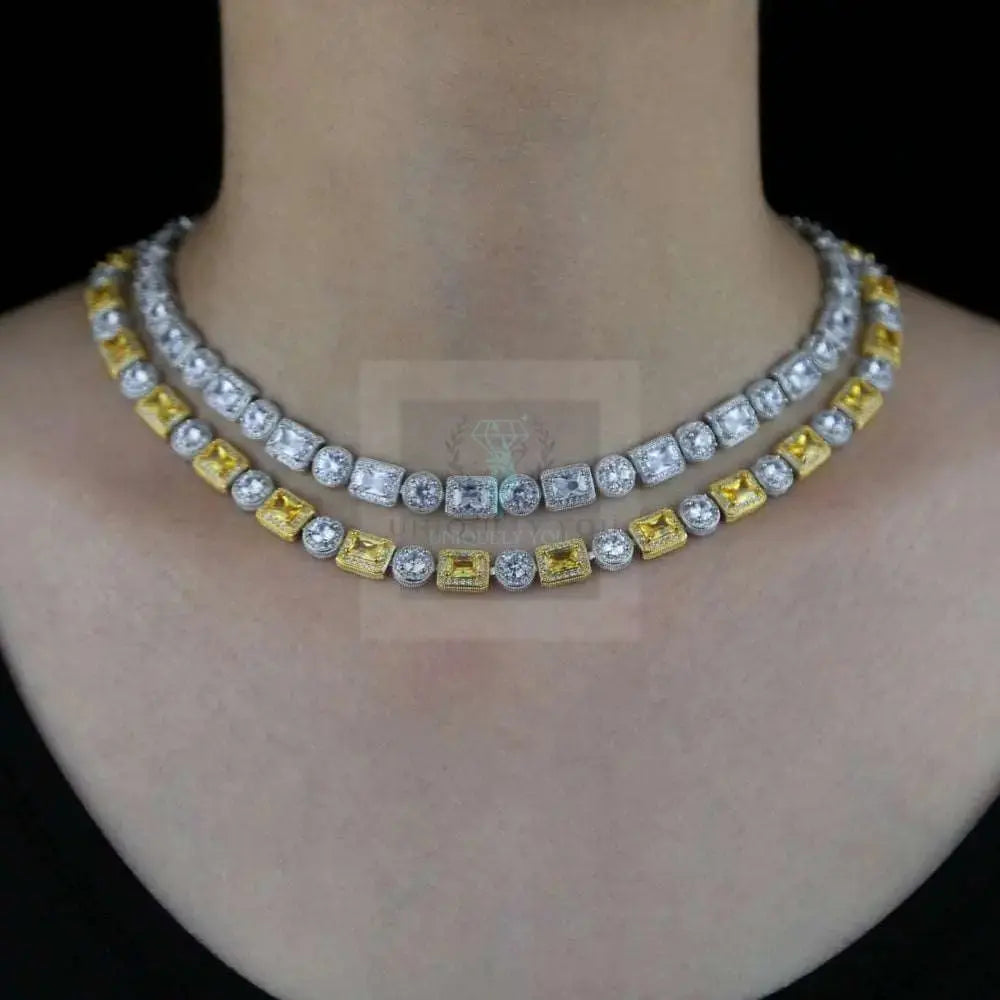 CZ Geometric Cluster Tennis Necklace - Uniquely You Online