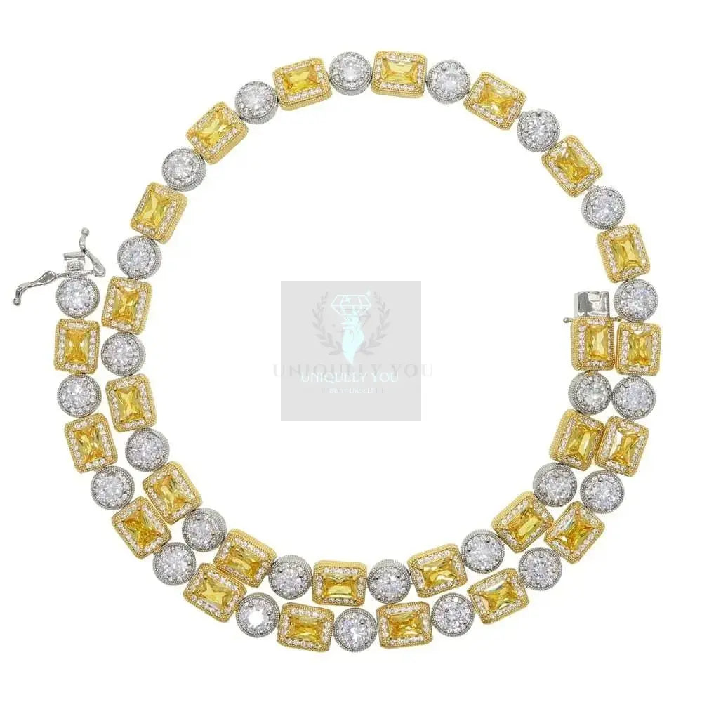 CZ Geometric Cluster Tennis Necklace - Uniquely You Online