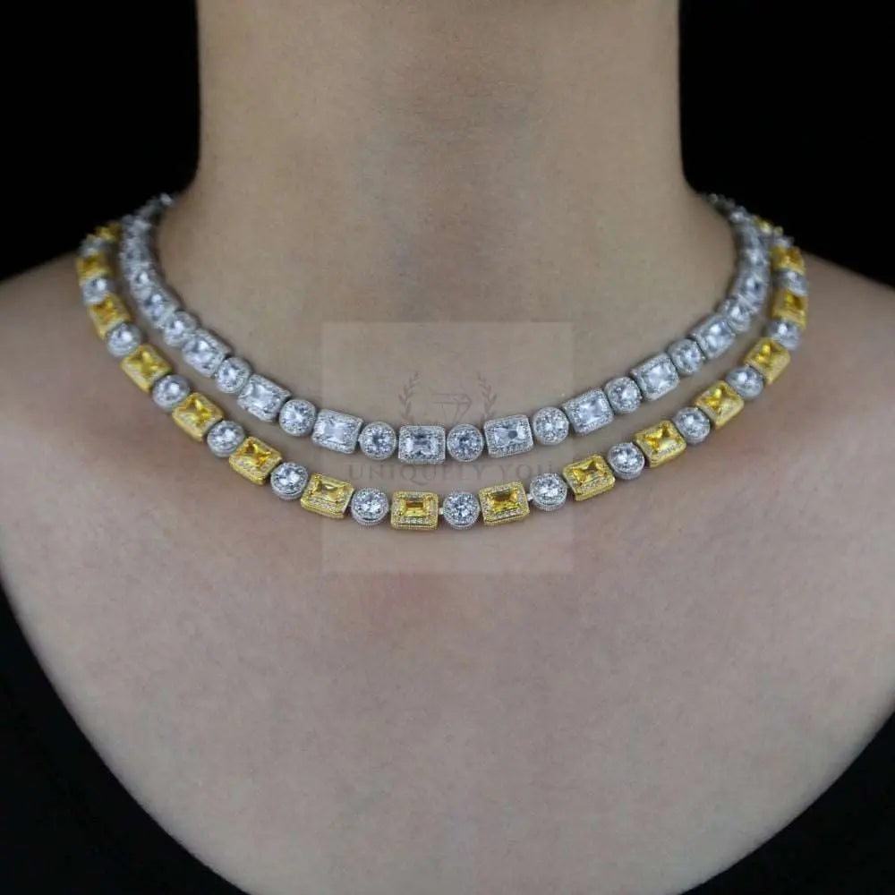 CZ Geometric Cluster Tennis Necklace - Uniquely You Online