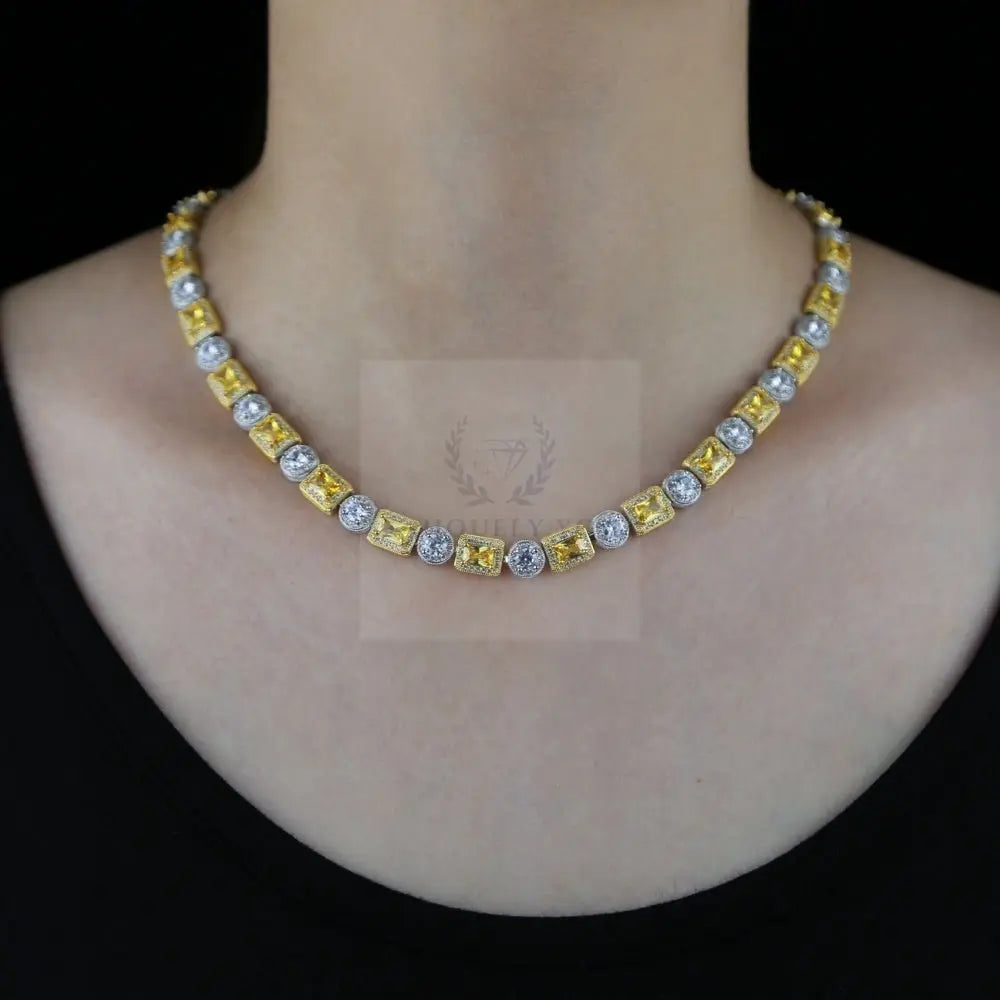 CZ Geometric Cluster Tennis Necklace - Uniquely You Online