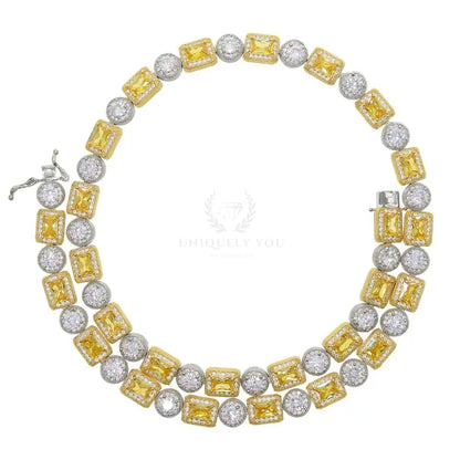 CZ Geometric Cluster Tennis Necklace - Uniquely You Online