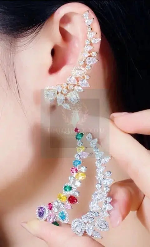 CZ Rainbow Ear Climber Cuff and Stud - Uniquely You Online