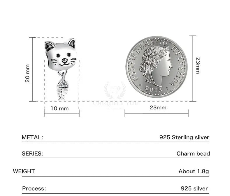 Cat and Fishbone Charm - Uniquely You Online