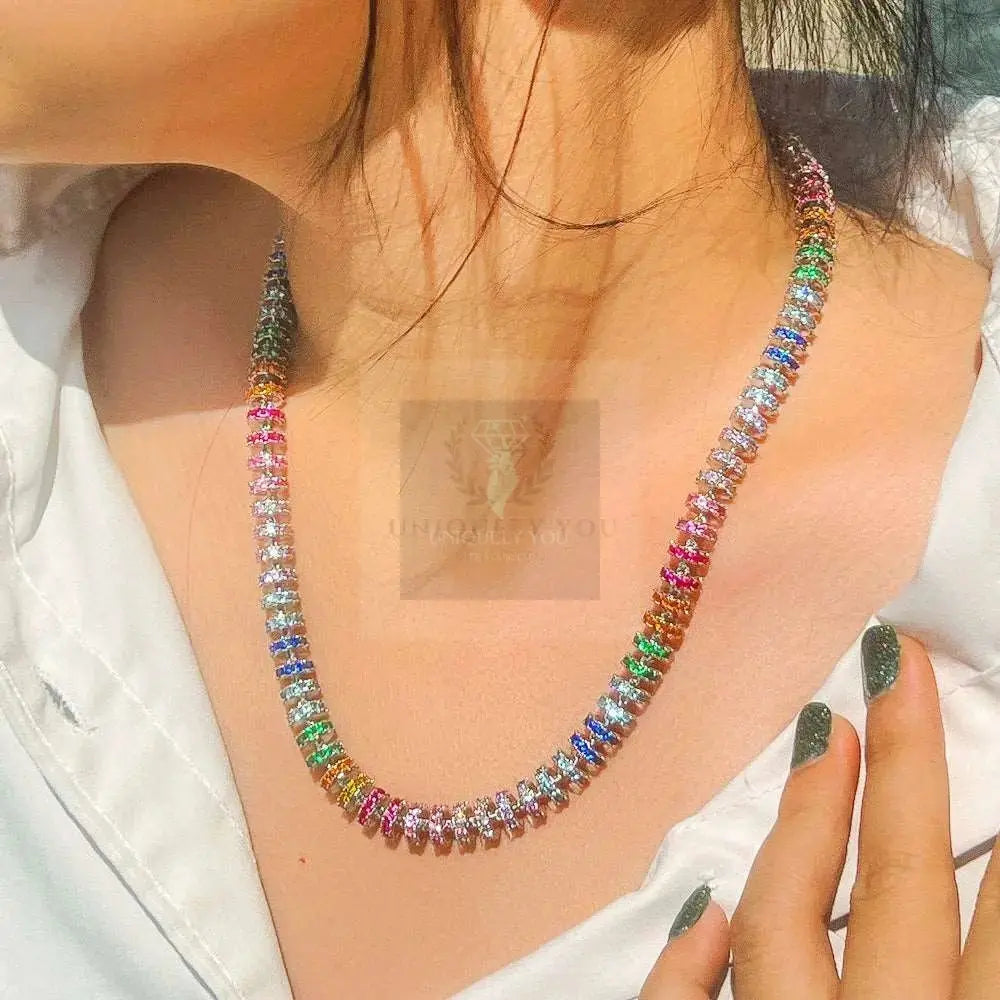 Chunky Rainbow Round CZ Tennis Chain - Uniquely You Online