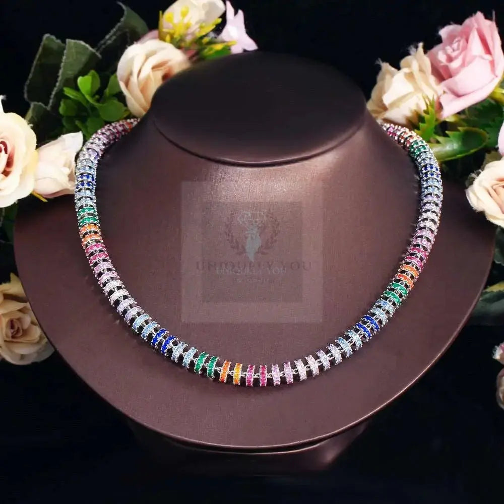 Chunky Rainbow Round CZ Tennis Chain - Uniquely You Online