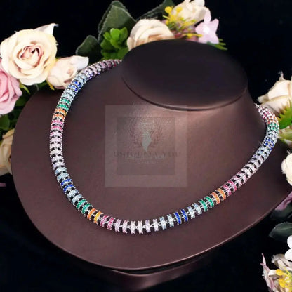 Chunky Rainbow Round CZ Tennis Chain - Uniquely You Online