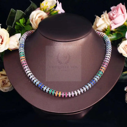 Chunky Rainbow Round CZ Tennis Chain - Uniquely You Online