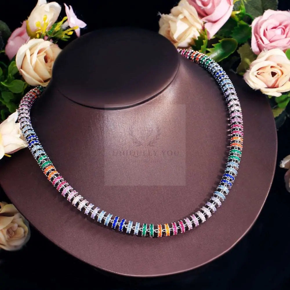 Chunky Rainbow Round CZ Tennis Chain - Uniquely You Online