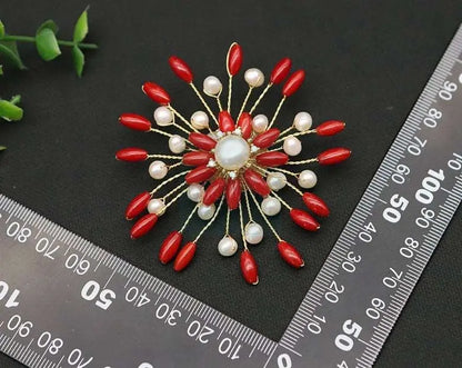 Coral Sunflower Brooch - Uniquely You Online