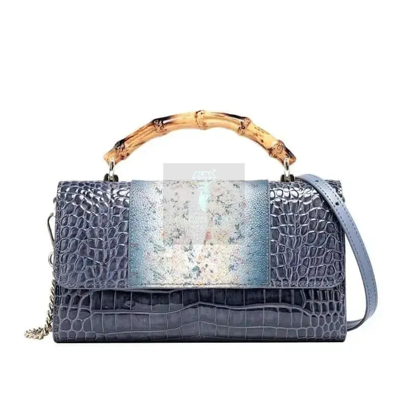 Crocodile Flower Leather Handbag - Uniquely You Online