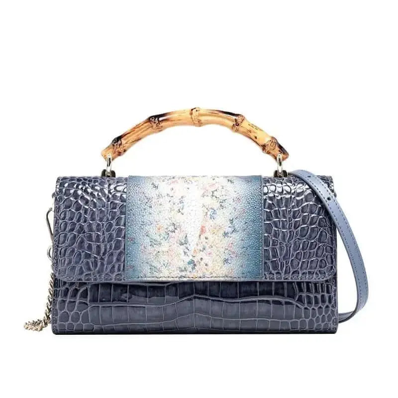 Crocodile Flower Leather Handbag - Uniquely You Online