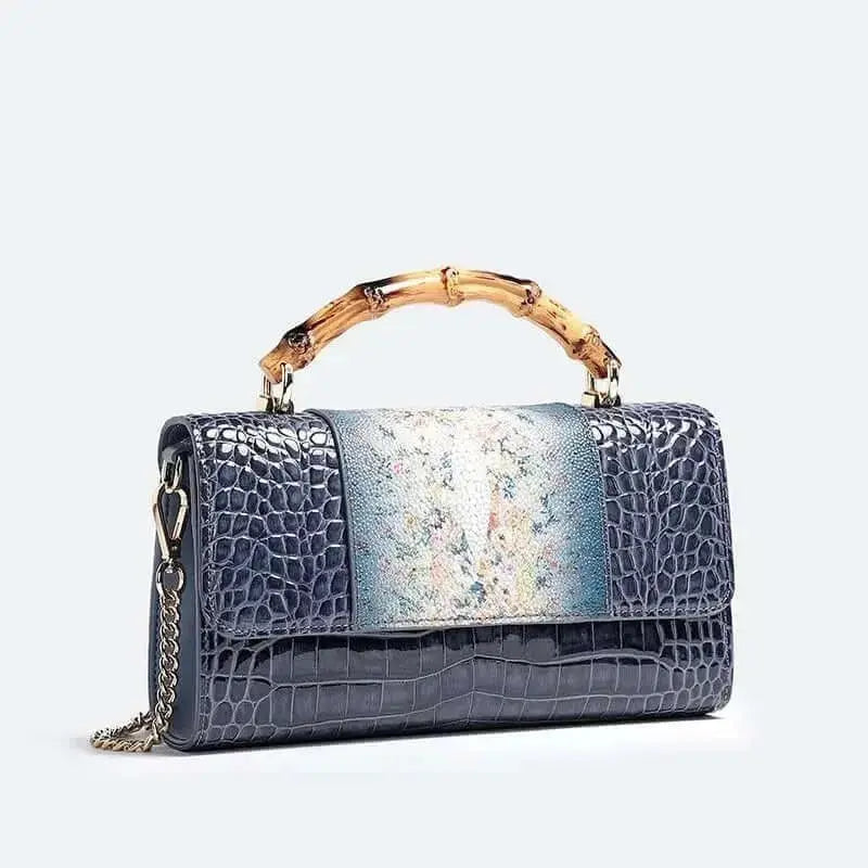 Crocodile Flower Leather Handbag - Uniquely You Online