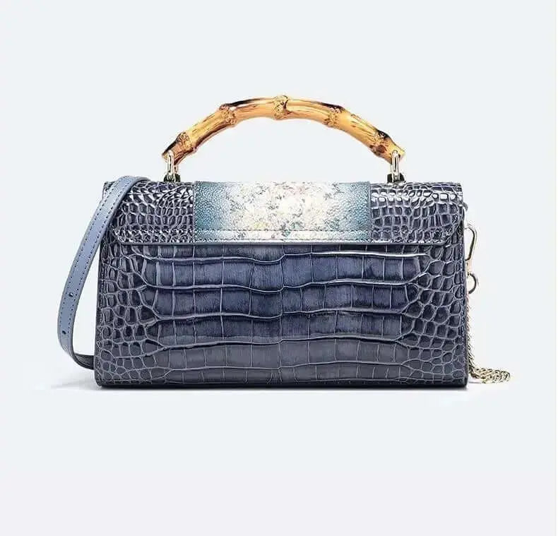 Crocodile Flower Leather Handbag - Uniquely You Online