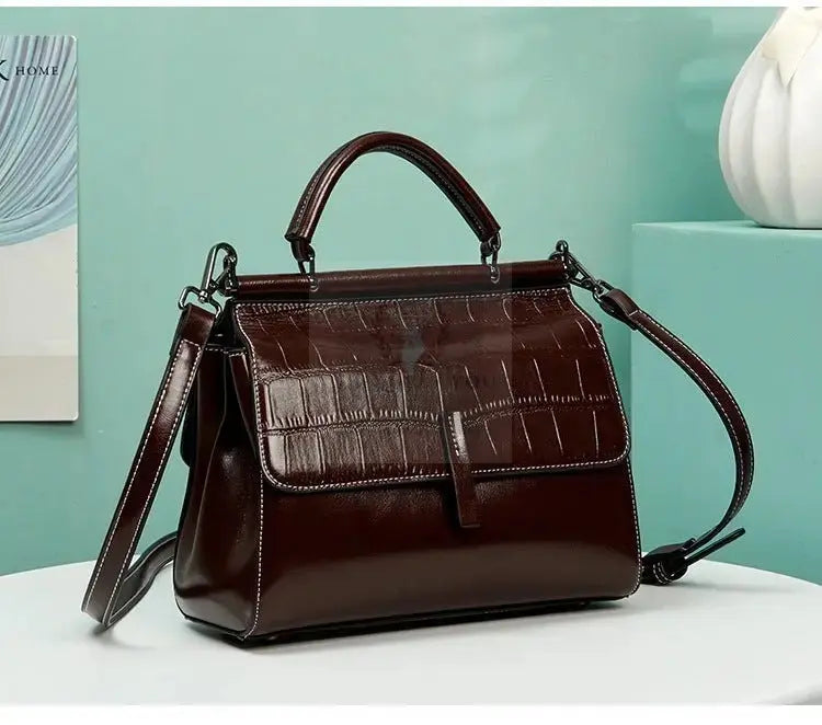 Crocodile Pattern Leather Handbag - Uniquely You Online