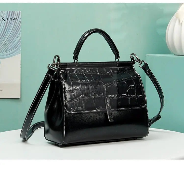 Crocodile Pattern Leather Handbag - Uniquely You Online