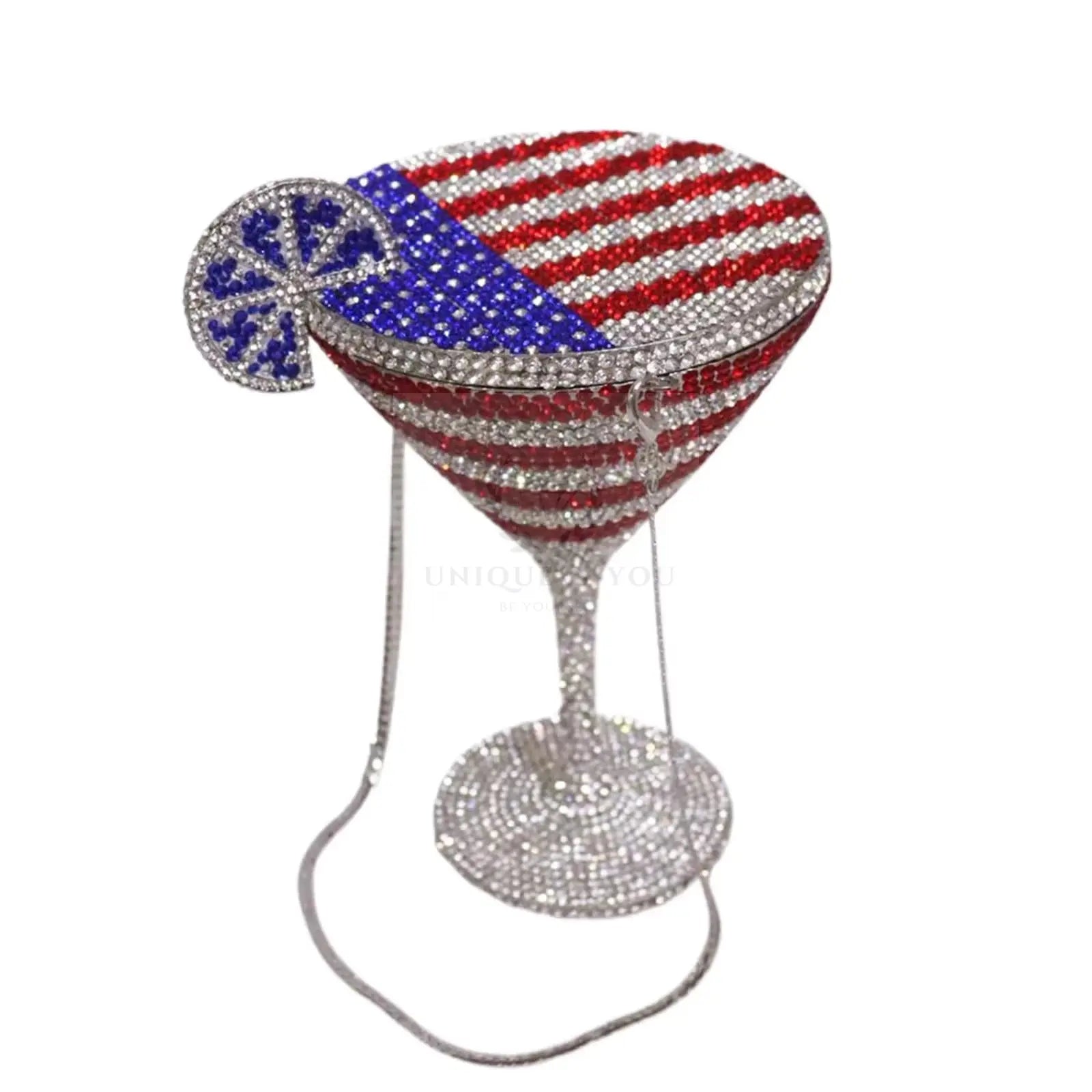 Crystal American Flag Martini Novelty Bag  Uniquely You Online