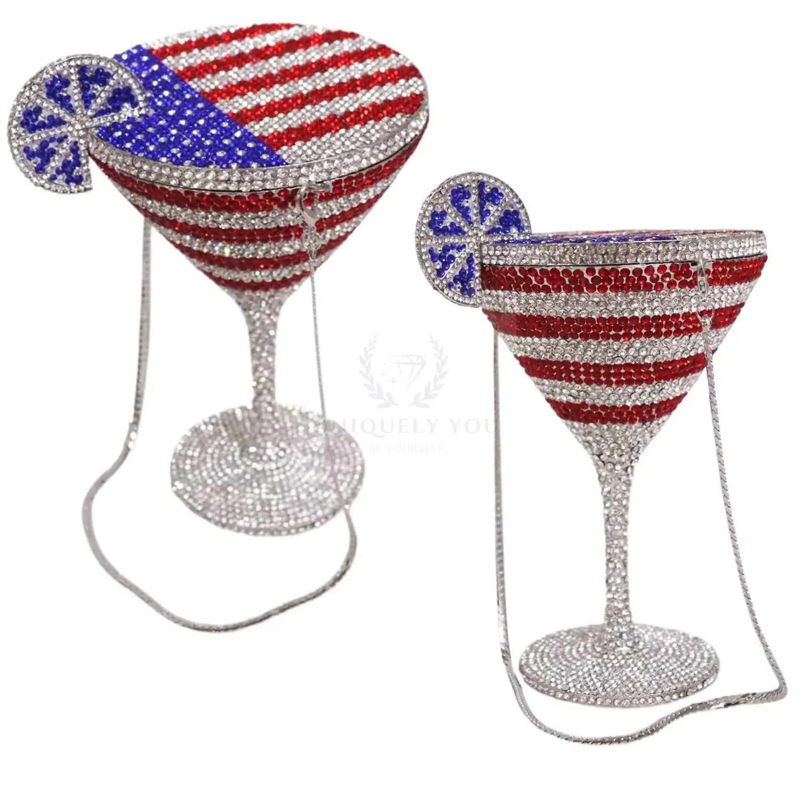 Crystal American Flag Martini Novelty Bag  Uniquely You Online