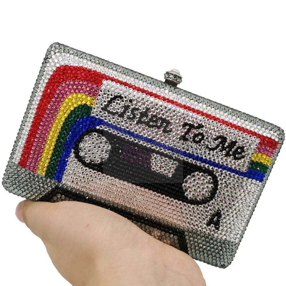 Crystal Cassette Tape Clutch