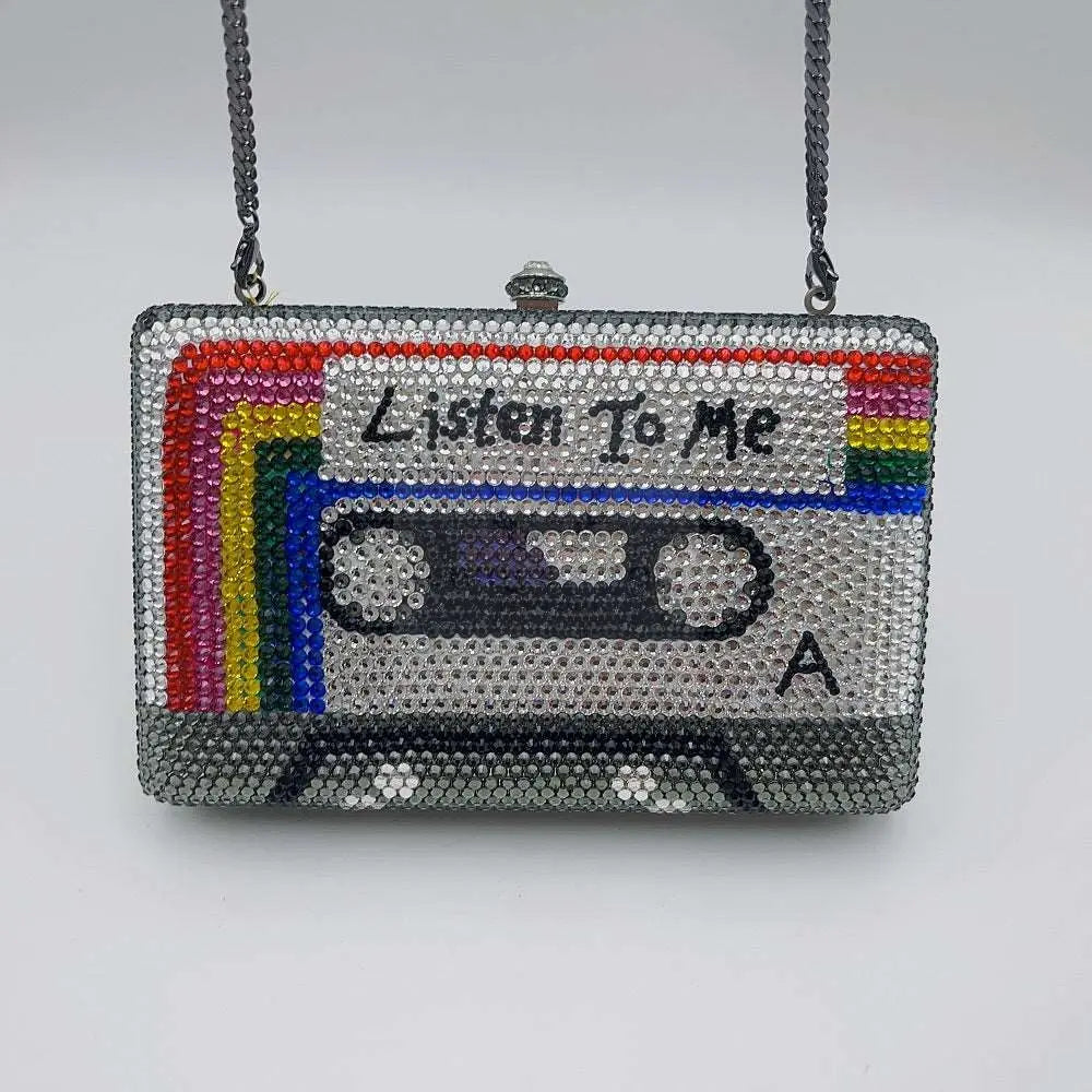 Crystal Cassette Tape Clutch - Uniquely You Online