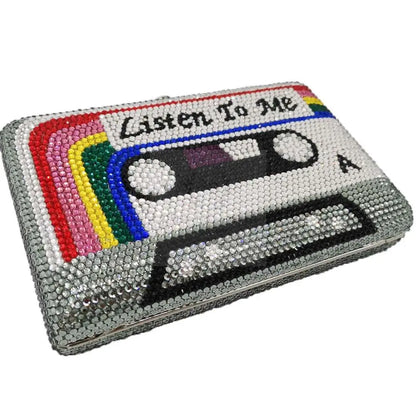 Crystal Cassette Tape Clutch