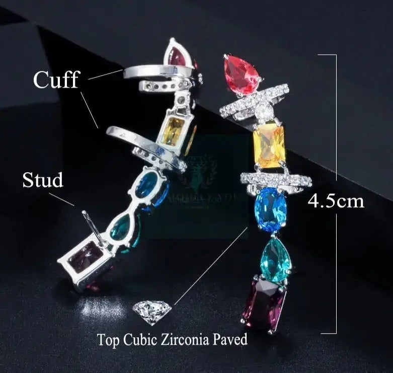 Crystal Multicolor Chunky Ear Cuff Stud - Uniquely You Online