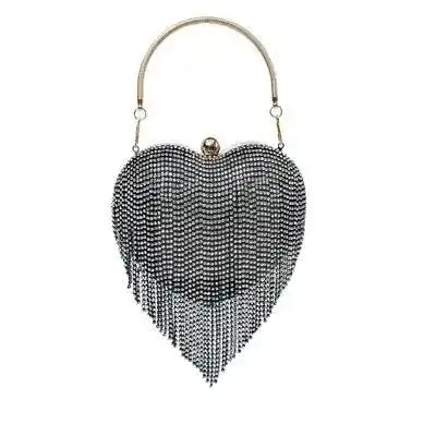 Crystal Tassel Heart Bag