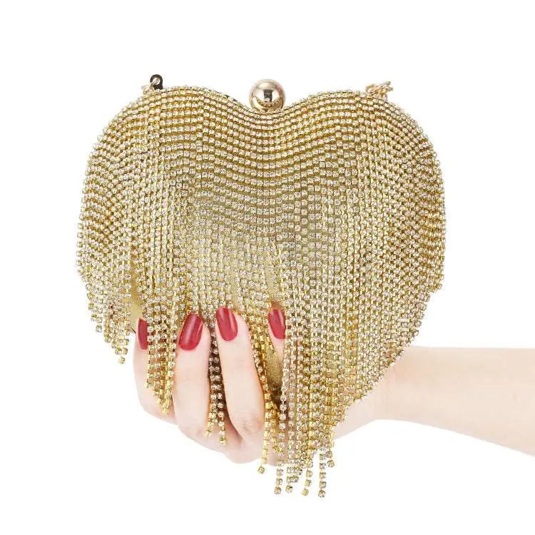 Crystal Tassel Heart Bag - Uniquely You Online