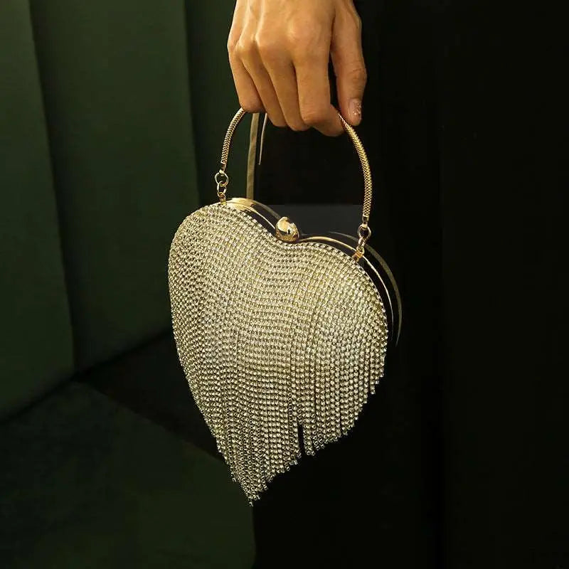 Crystal Tassel Heart Bag - Uniquely You Online