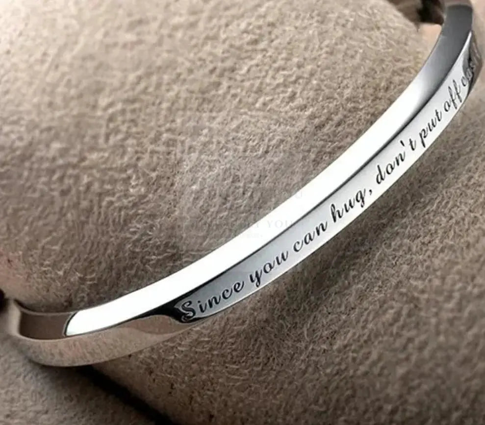 Custom Message Engraved Open Cuff Bangle  Uniquely You Online