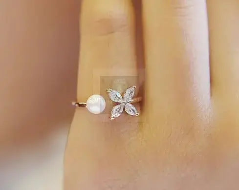 Delicate Pearl Flower Ring - Uniquely You Online