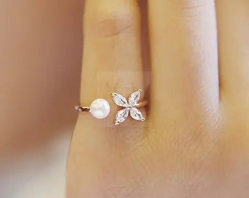 Delicate Pearl Flower Ring - Uniquely You Online