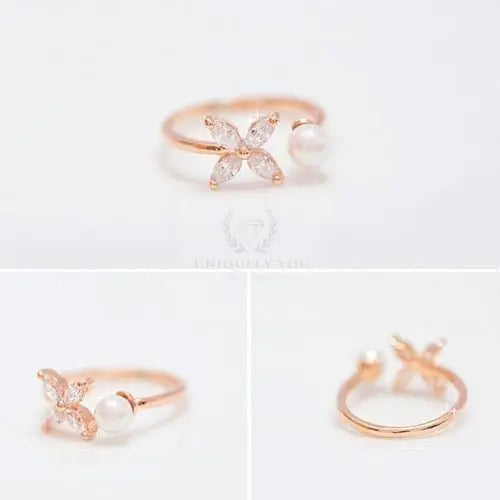 Delicate Pearl Flower Ring - Uniquely You Online