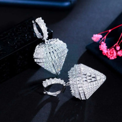 Diamond Design Drop Huggie Hoop Earrings - Uniquely You Online