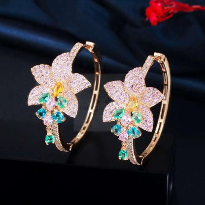 Drop Flower Hoop Earrings - Uniquely You Online