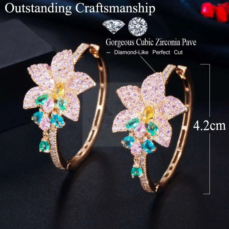 Drop Flower Hoop Earrings - Uniquely You Online