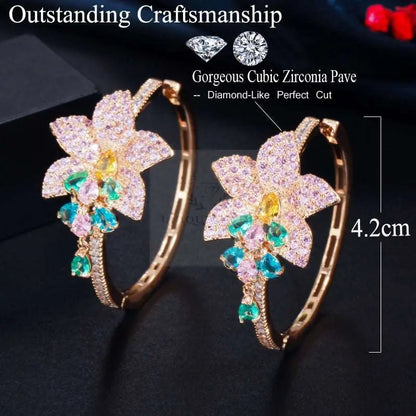 Drop Flower Hoop Earrings - Uniquely You Online