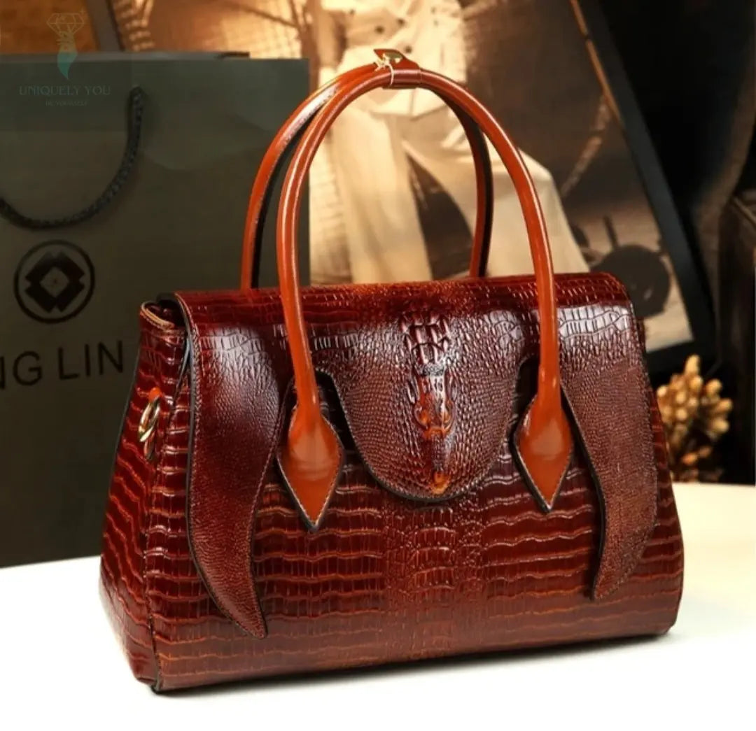 Embossed Leather Crocodile Lines Bag  Uniquely You Online 