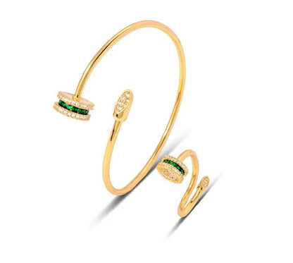 CZ Colored Nail Bangle and Ring Set - Uniquely You Online