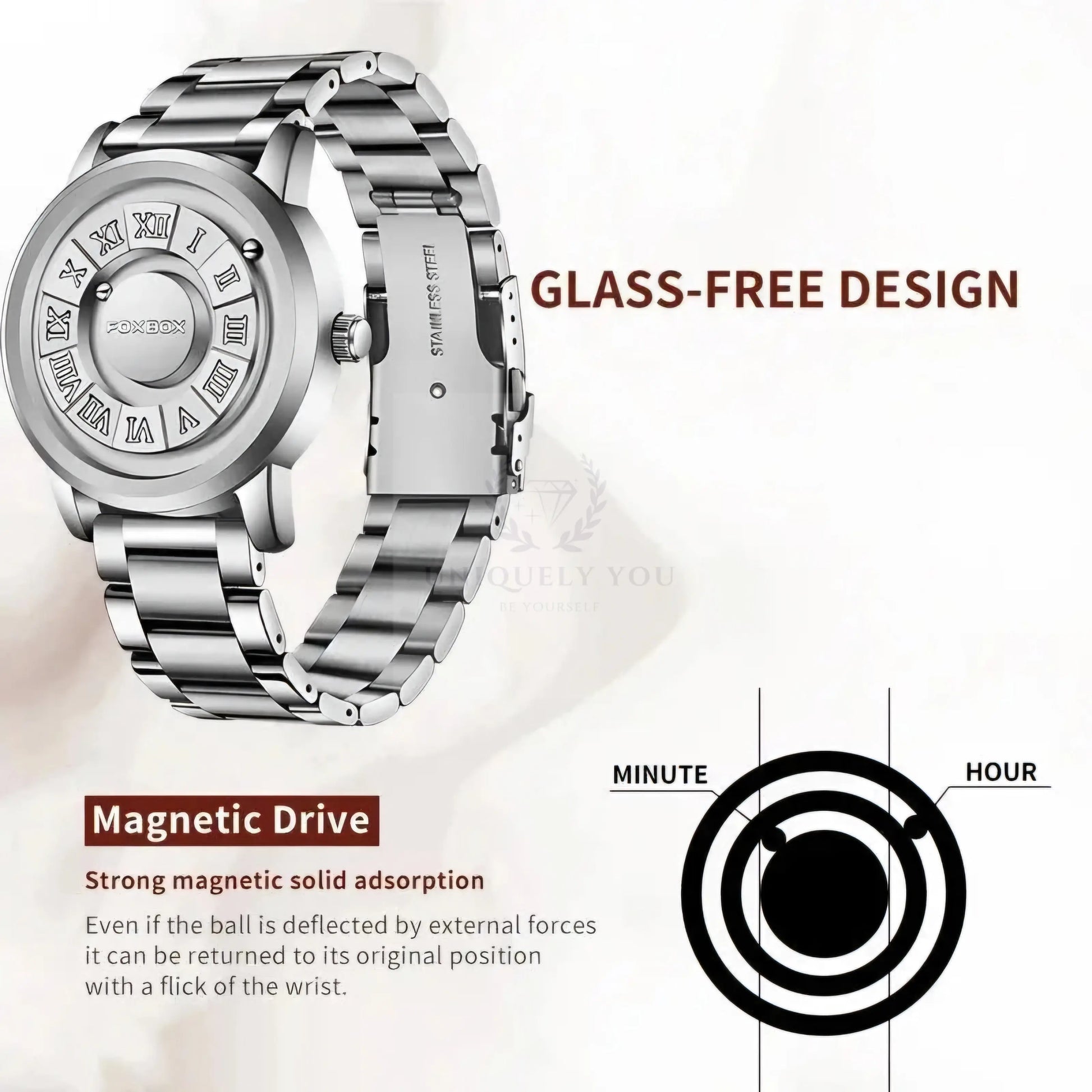 FOXBOX 0047 Roman Numeral Magnetic Watch  Uniquely You Online