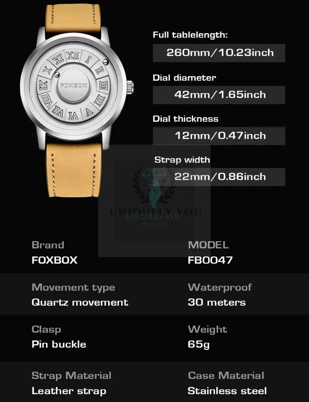 FOXBOX 0047 Roman Numeral Magnetic Watch  Uniquely You Online