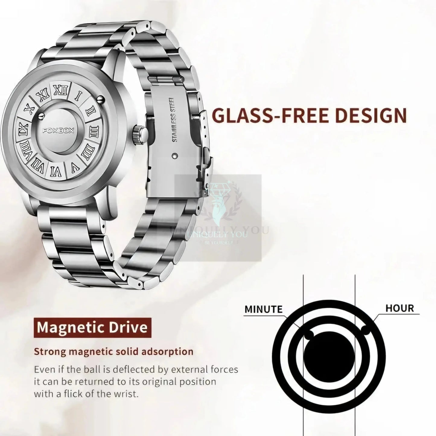 FOXBOX 0047 Roman Numeral Magnetic Watch  Uniquely You Online