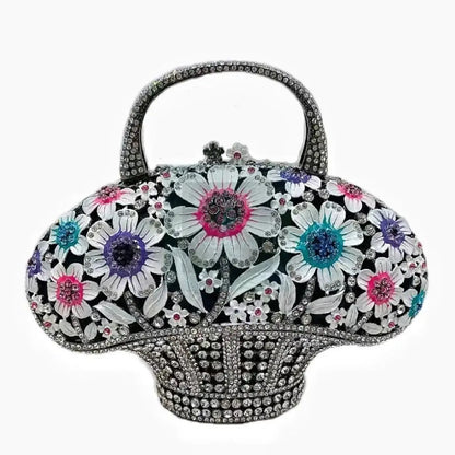 Floral Basket Rhinestone Clutch (variety) - Uniquely You Online