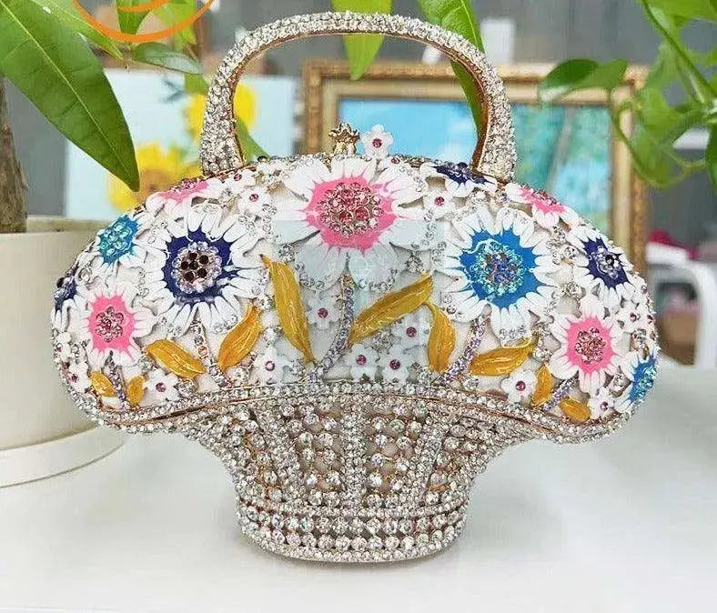 Floral Basket Rhinestone Clutch (variety) - Uniquely You Online