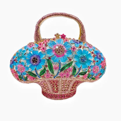 Floral Basket Rhinestone Clutch (variety) - Uniquely You Online